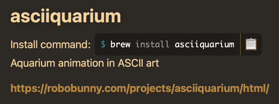 Asciiquarium Homebrew Page 